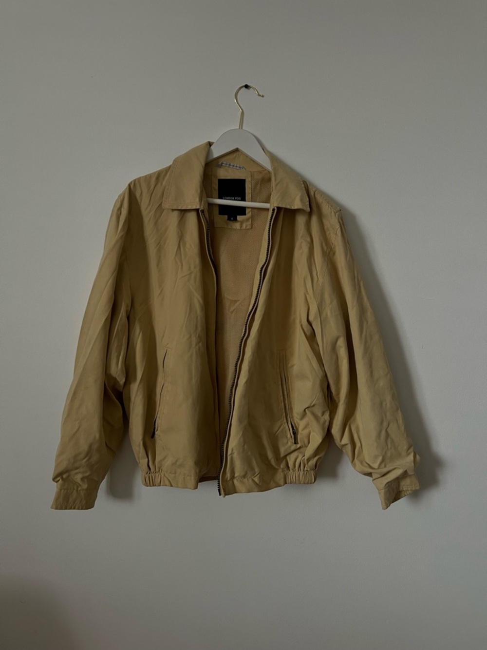 London Fog Tan Bomber Jacket - Zip Front Lightweight
